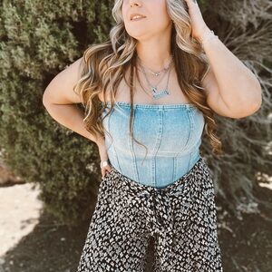 Denim Strapless Top